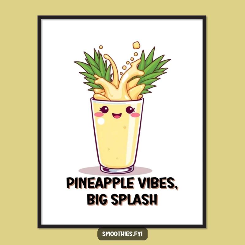 Funny Free Printable Wall Art: Pineapple Smoothie Splash Action - DIY Downloadable Decor