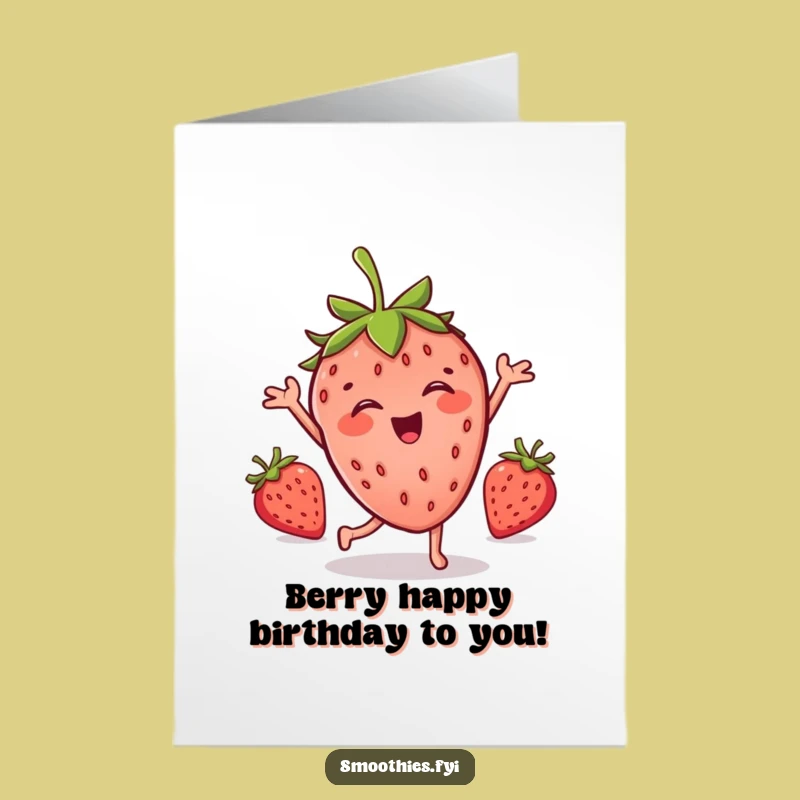 Free Printable Birthday Card: Funny Dancing Strawberry, Hilarious Downloadable Gift