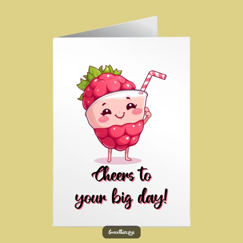 Free Printable Raspberry Birthday Card: Funny Smoothie Design, Downloadable Gift