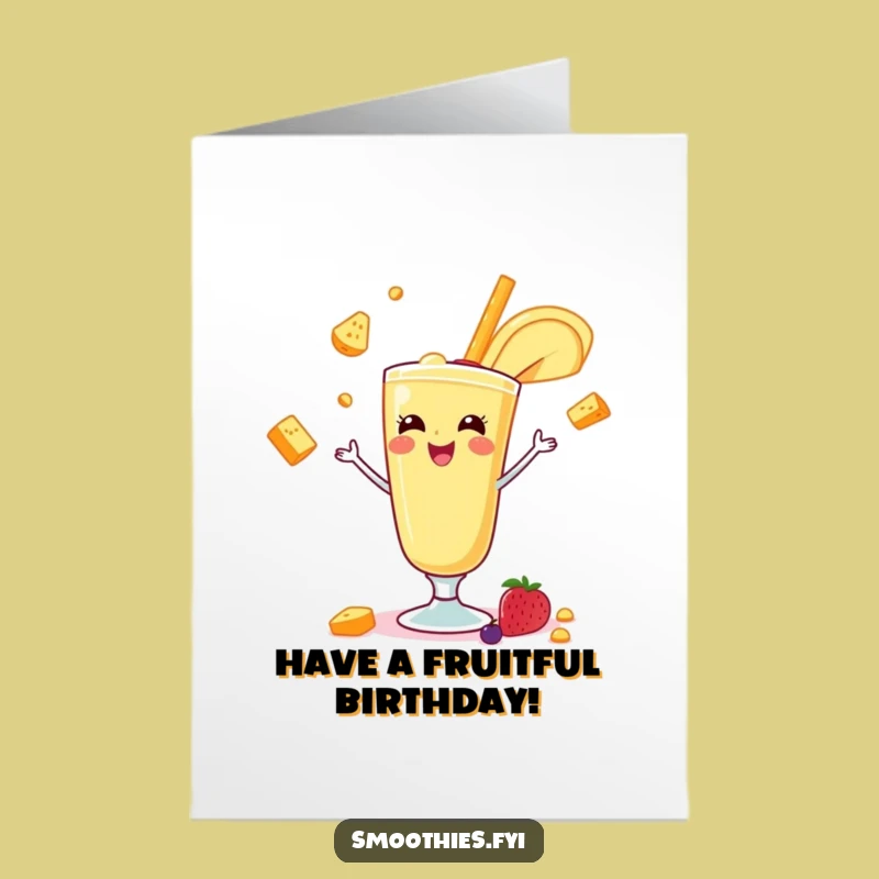 Free Printable Birthday Card: Funny Banana Smoothie Juggling Act - Downloadable Gift