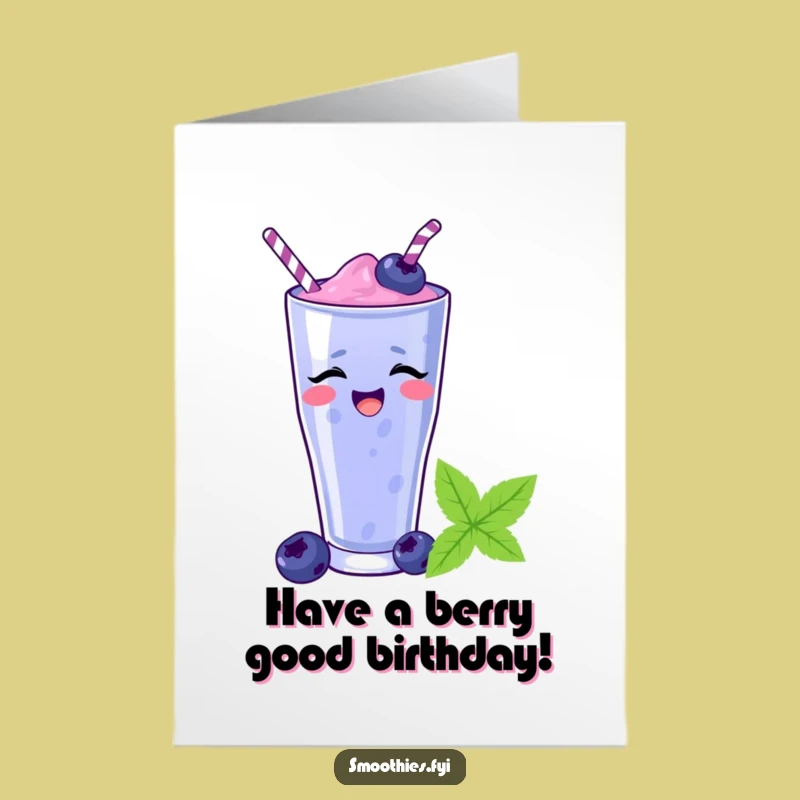 Free Printable Birthday Card: Funny Blueberry Smoothie Slide - Downloadable Gift