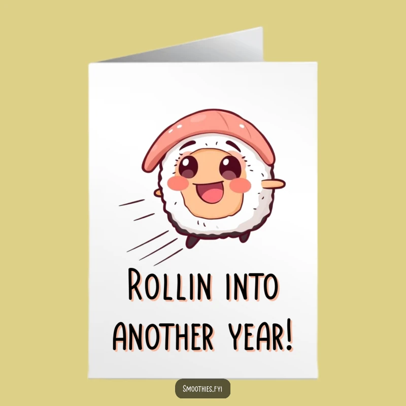 Free Printable Birthday Card: Speedy Sushi, Funny Downloadable Gift for Fast Fun