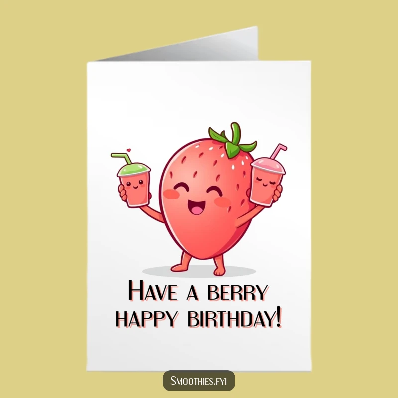 Free Printable Birthday Card: Strawberry Juggler, Funny Gift, Downloadable Card