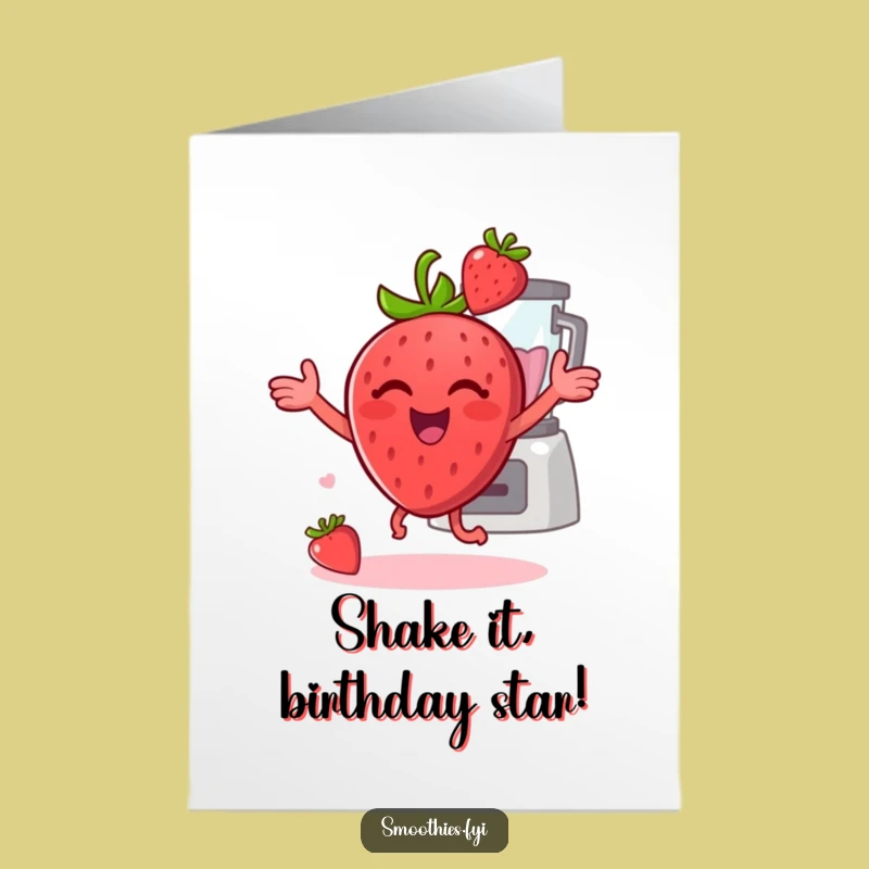 Free Printable Strawberry Birthday Card: Funny Dancing Fruit Design, Downloadable Gift