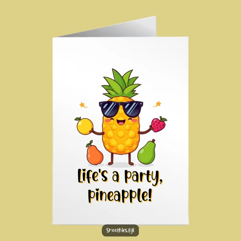 Free Printable Pineapple Birthday Card: Funny Juggling Fruit Design, Downloadable Gift