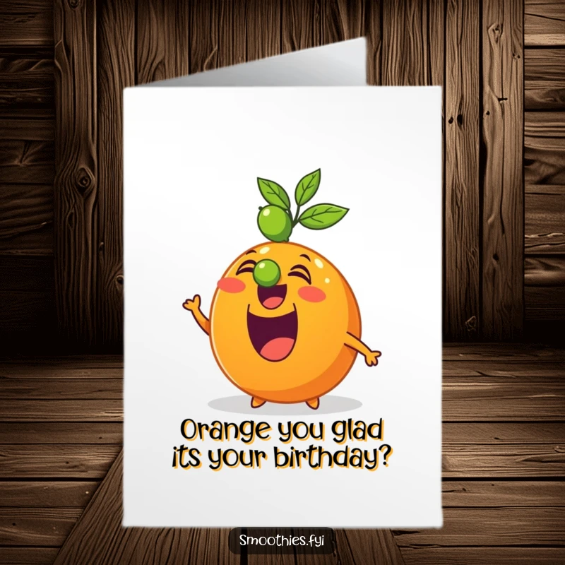 Funny Free Printable Birthday Card: Excited orange skillfully balancing a lime on its nose, celebrating with zest