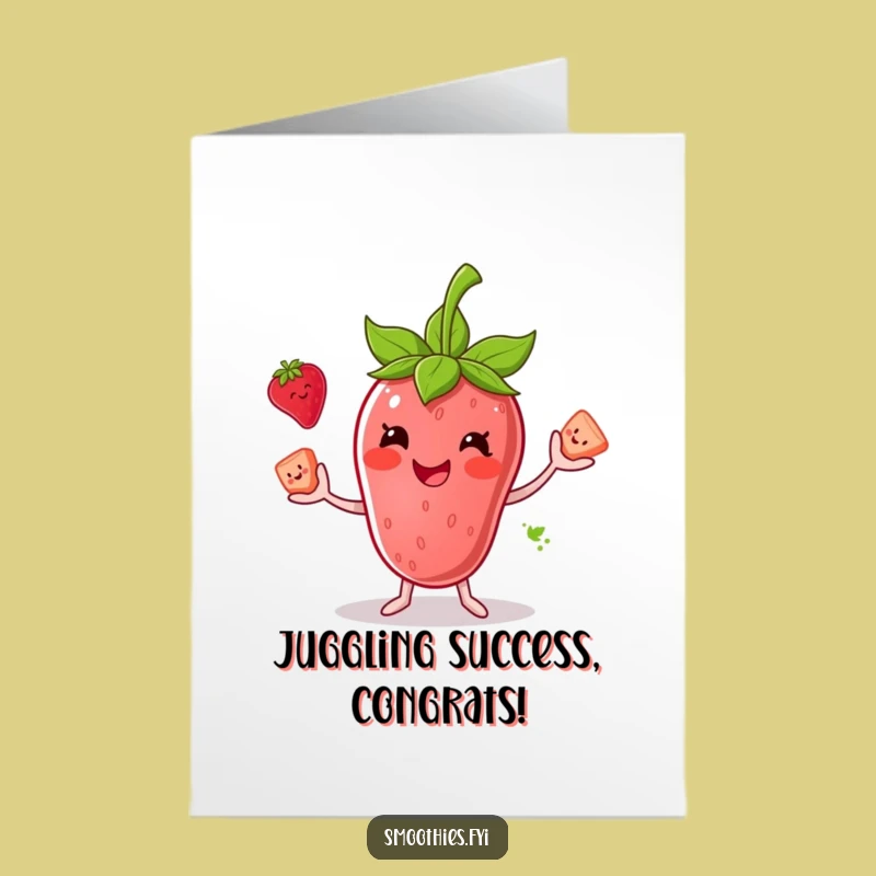 Congrats Free Printable Card: Strawberry Smoothie Juggler Celebration, Fruit-tastic Downloadable Gift