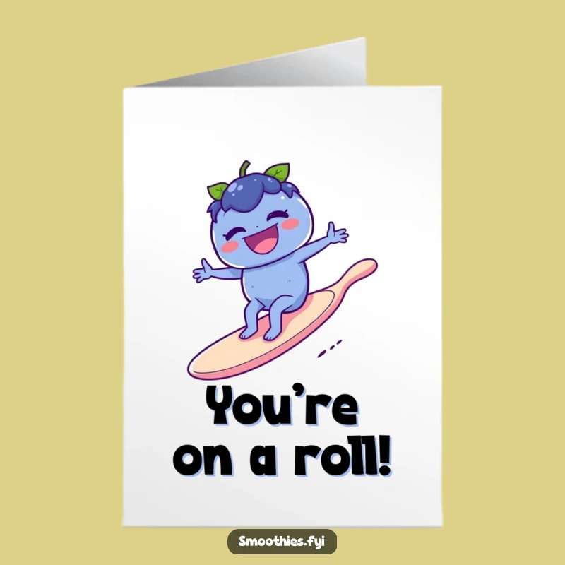 Free Printable Blueberry Congrats Card: Surfer Style, Downloadable Celebration