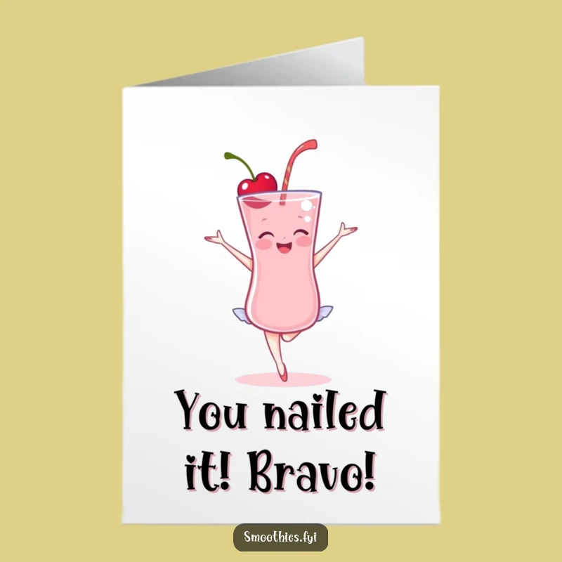 Free Printable Cherry Smoothie Ballet Congrats Card: Elegant Dancer Downloadable Gift