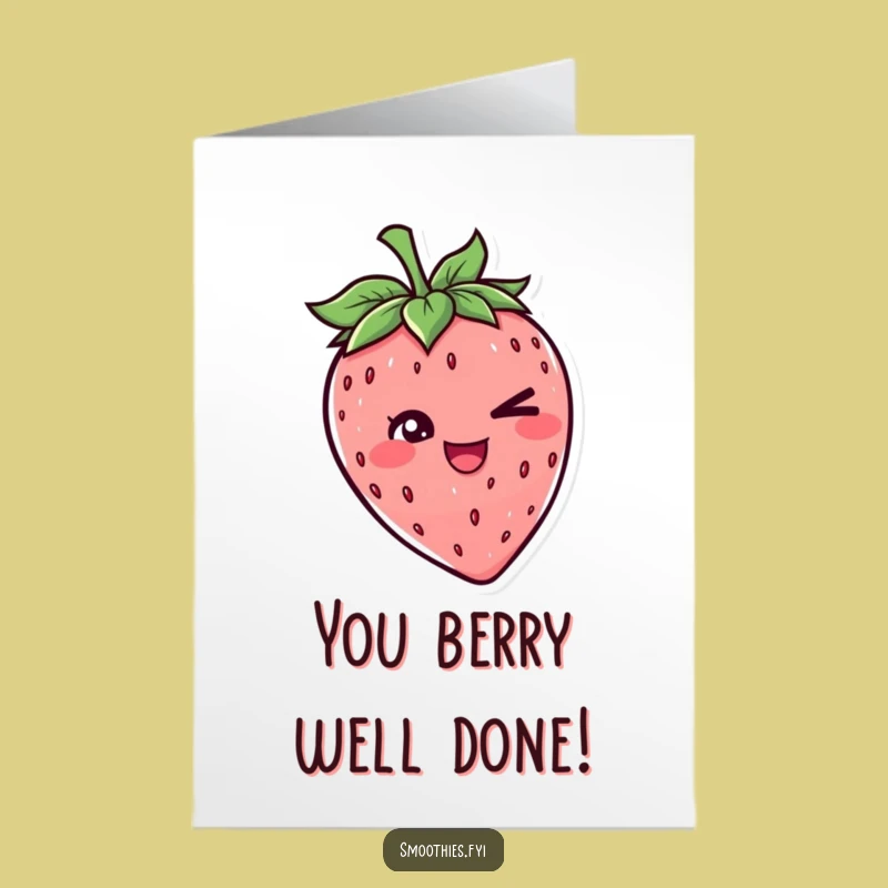 Free Printable Congratulations Card: Winking Strawberry, Funny Downloadable Gift for Any Win