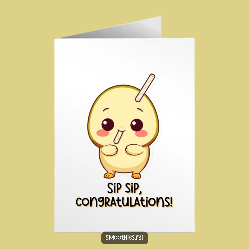 Free Printable Kiwi Congrats Card: Ready to Sip Success, Downloadable Cheers