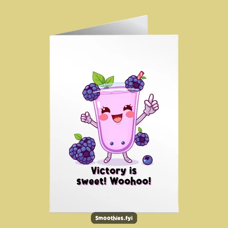 Free Printable Blueberry Smoothie Dance Congrats Card: Playful Winner Downloadable