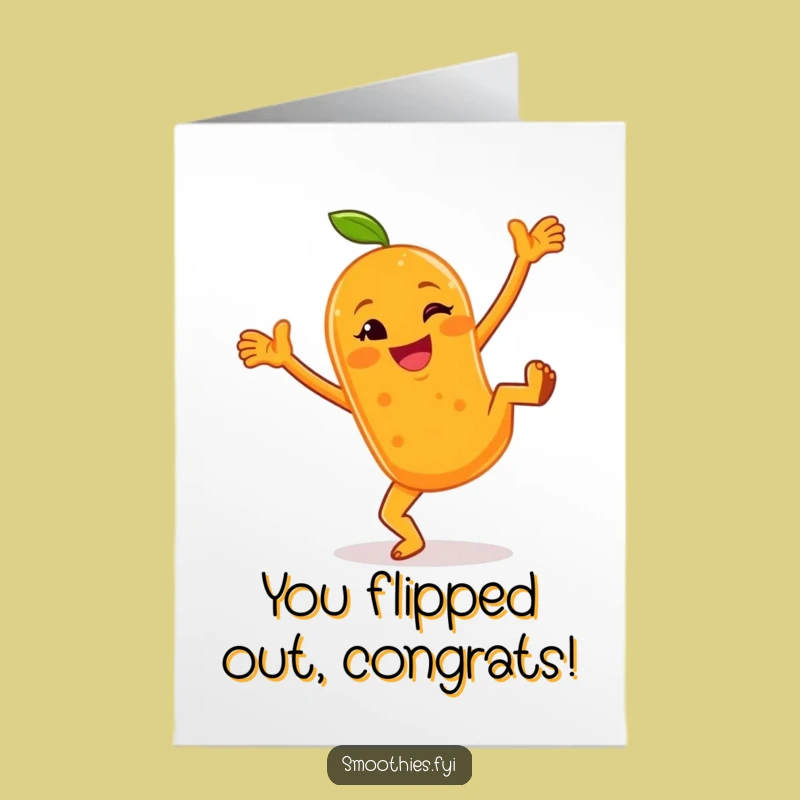 Congrats Free Printable Card: Orange Smoothie Cartwheels, Witty Celebration, Downloadable Gift