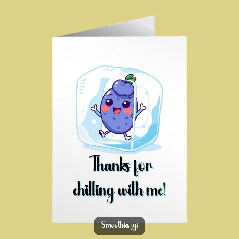 Free Printable Thank You Card: Kawaii Blueberry Ice Cube Humor Downloadable