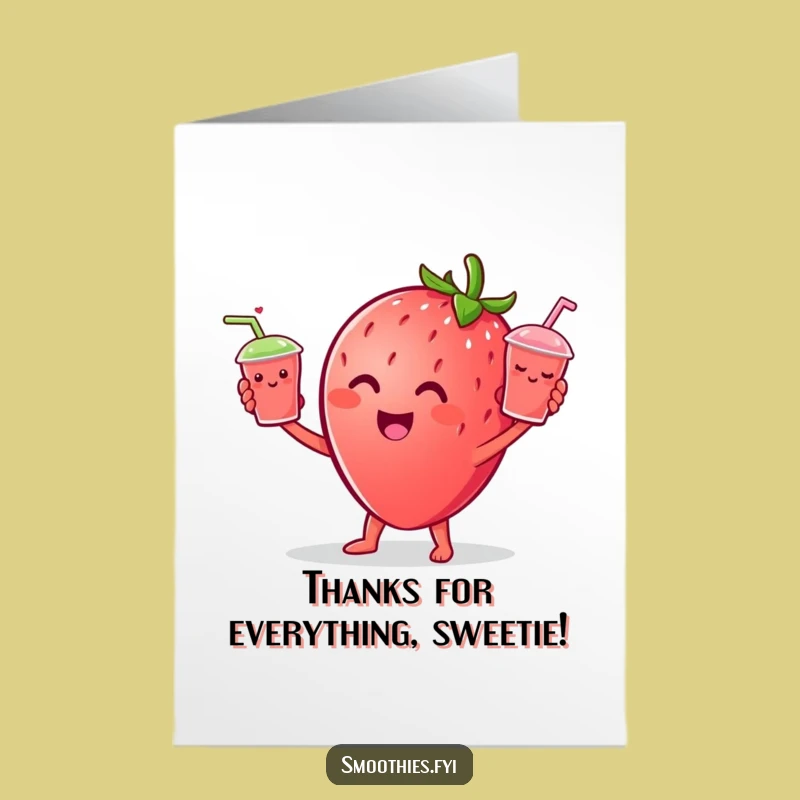 Free Printable Thank You Card: Strawberry Juggler, Grateful Act, Downloadable Gift