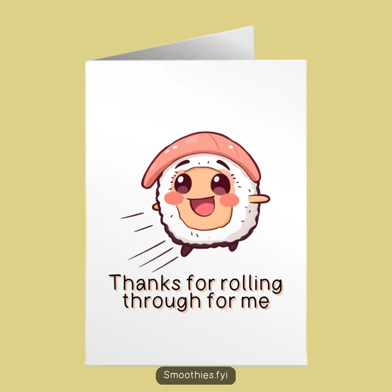 Free Printable Thank You Card: Speedy Sushi, Funny Downloadable Gift of Gratitude