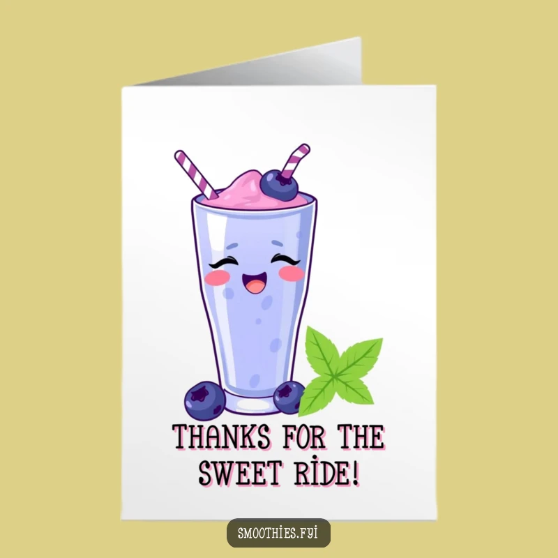 Free Printable Thank You Card: Blueberry Smoothie Gratitude Slide - Funny Gift