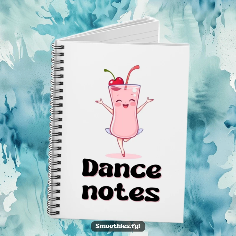 Funny Cherry Smoothie Ballet Notebook: A delighted cherry smoothie in a ballet pose, perfect for jotting down funny ideas.