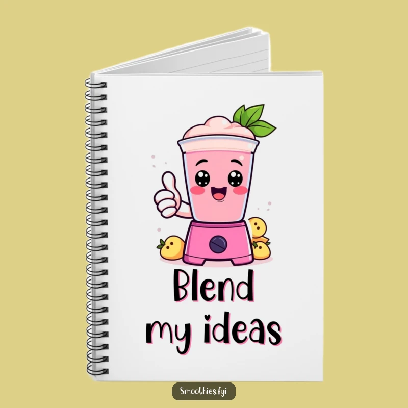 Funny Kawaii Smoothie Blender Thumbs Up Notebook - Jot Down Fun Drink Lover Gift
