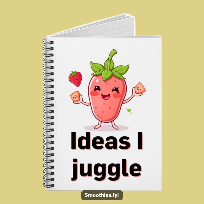 Funny Strawberry Smoothie Juggling Notebook - Fruity Character Journal Funny Gift