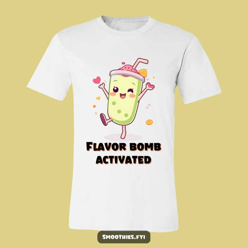 Funny Kawaii Smoothie T-Shirt: Cartwheel Action, Splash of Flavor, Humorous Tee