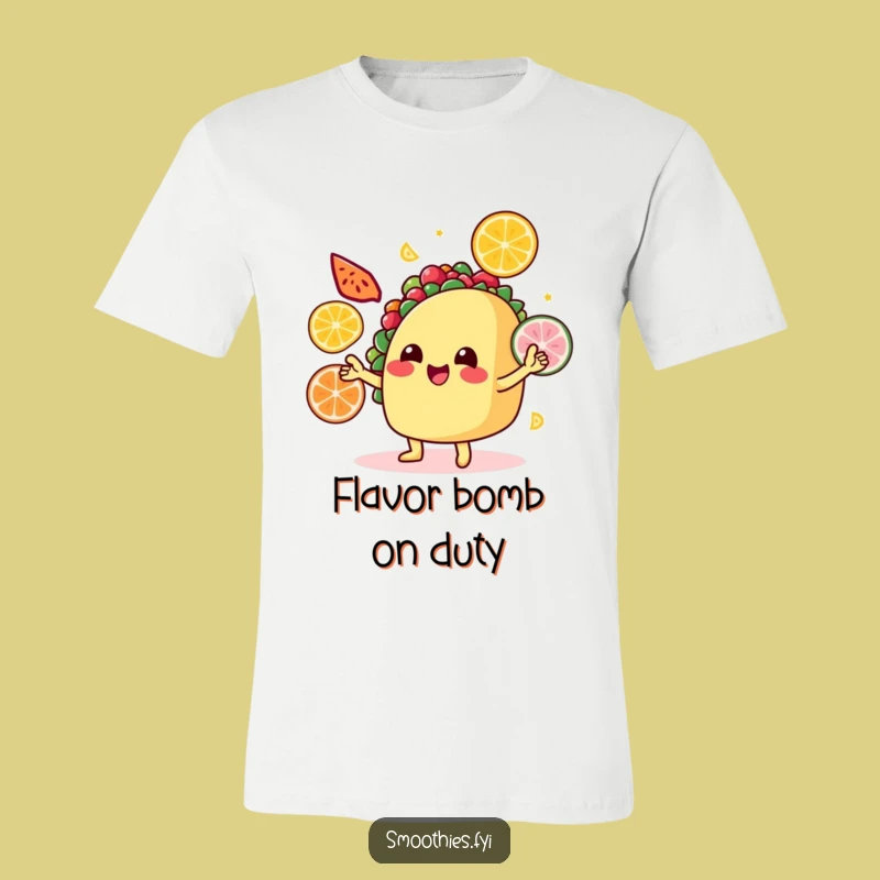 Funny Taco T-Shirt: Fruit Fiesta Juggling Tee, Hilarious Gift for Mexican Food Fans