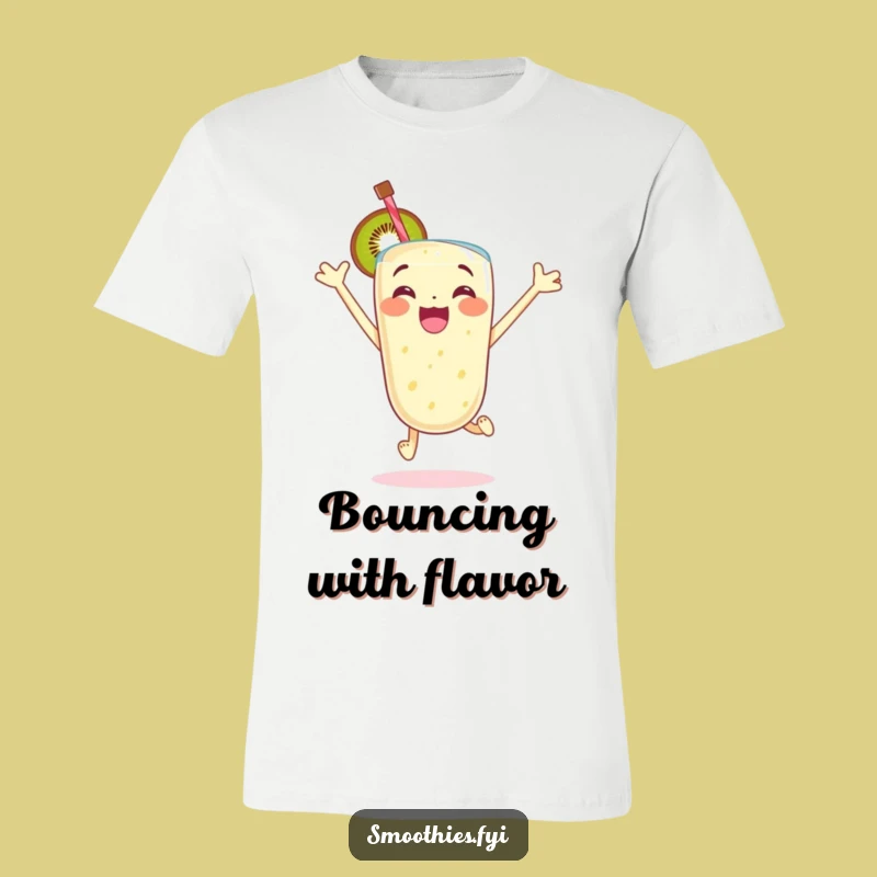 Funny Excited Kiwi Smoothie T-Shirt: Glee Jumping Energetic Tee