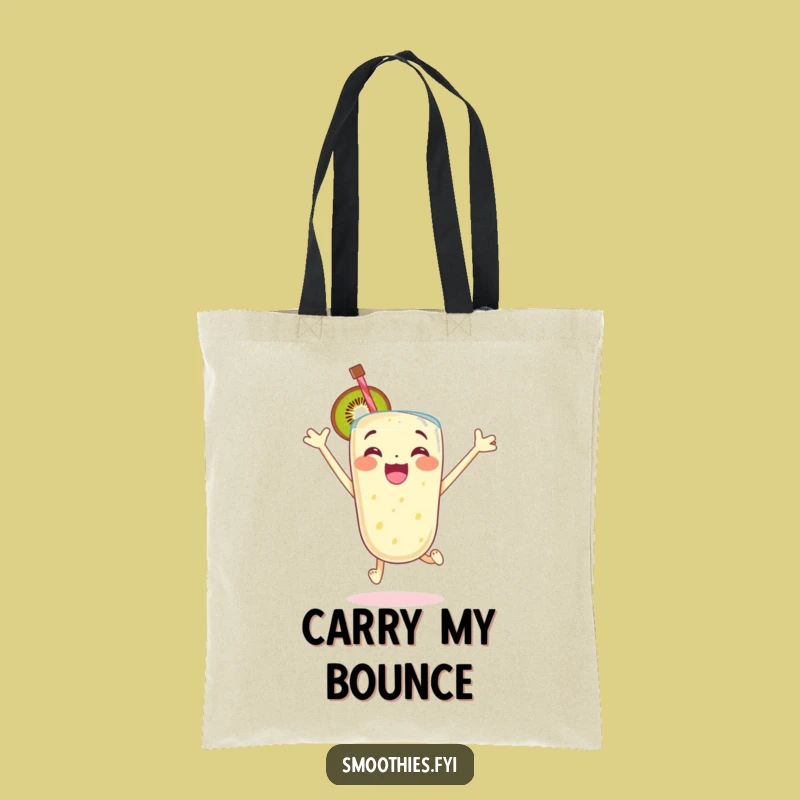 Funny Kiwi Smoothie Tote Bag: Excited Jumping Glee Carry-All
