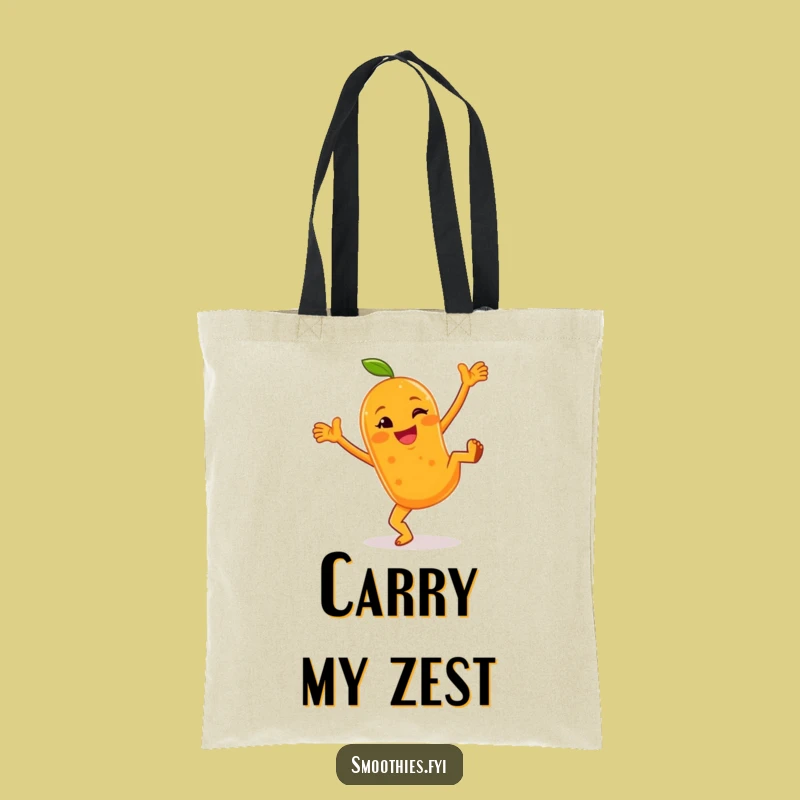 Funny Orange Smoothie Cartwheel Tote Bag - Cheerful Character Accessory Funny Gift