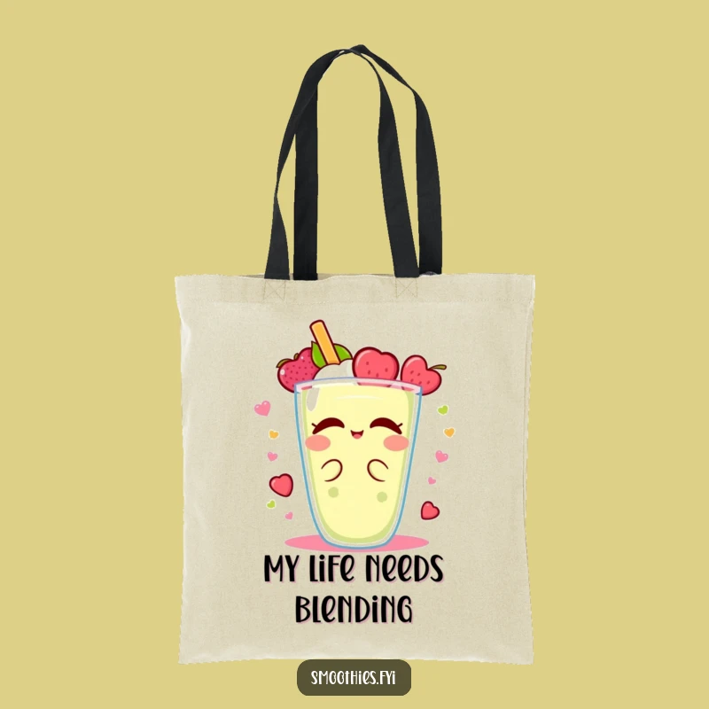 Funny Kawaii Smoothie Tote Bag: Fruity Spin Style, Practical Humorous Gift