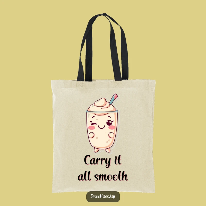 Funny Kawaii Smoothie Tote Bag: Wink of Charm, Practical Humorous Accessory